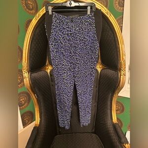 Barbara Bui Blue and Black Leopard Print Silk Pants, Size 38 (US 6)